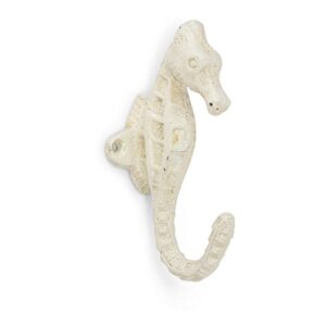 abbott collection cast iron seahorse wall hook, white