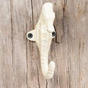 Abbott Collection Cast Iron Seahorse Wall Hook, White