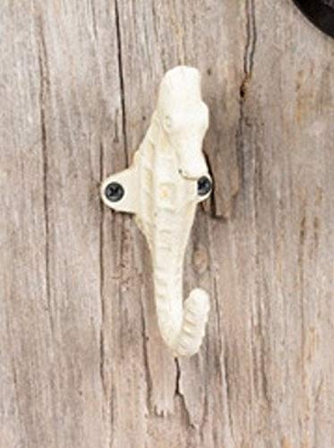 Abbott Collection Cast Iron Seahorse Wall Hook, White