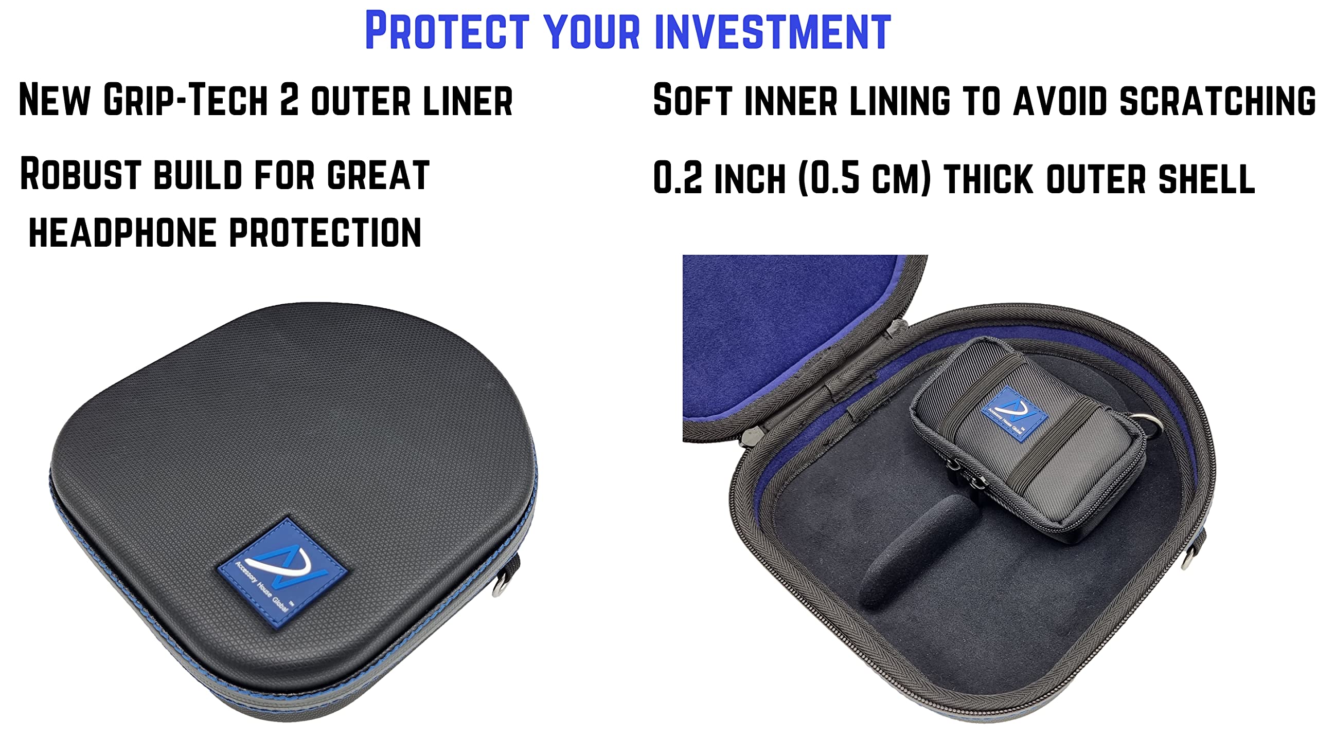 Premium Carrying case Compatible with Grado SR60 SR80 SR125 SR225 SR325, RS1 RS2, Alessandro MS-, PS500e, GH1 GH2 GH3 GH4 and GW100 Headphones. Grip-TECH 2 Outer Liner Easy Transport