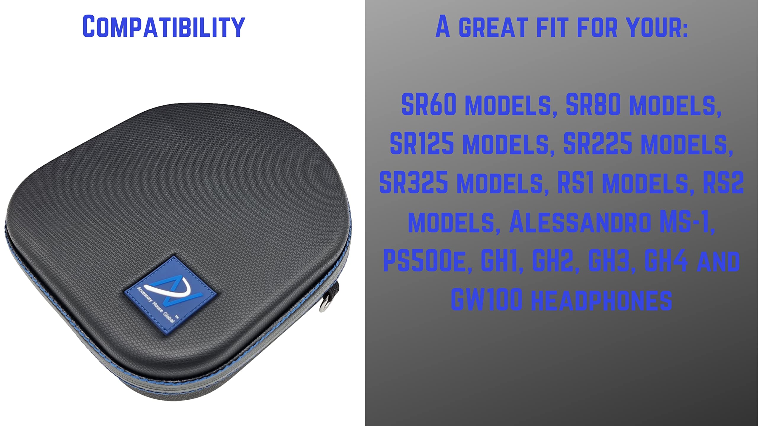 Premium Carrying case Compatible with Grado SR60 SR80 SR125 SR225 SR325, RS1 RS2, Alessandro MS-, PS500e, GH1 GH2 GH3 GH4 and GW100 Headphones. Grip-TECH 2 Outer Liner Easy Transport