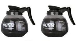 bunn glass coffee pot decanter/carafe, regular, 12 cup capacity, black, set of 2