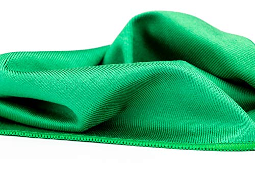 The Rag Company - Standard Microfiber Window, Glass, Mirror & Chrome Towels - Professional Cleaning & Detailing, Lint-Free, Streak-Free, 350gsm, 16in x 16n, Green (12-Pack)