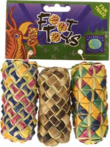 planet pleasures woven cylinder foot toy (3 pack), small