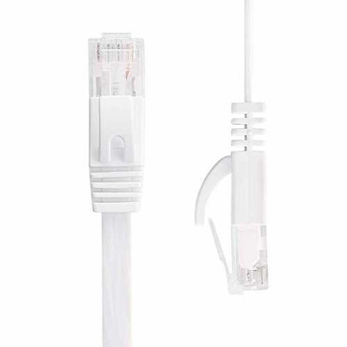 Cat 6 Ethernet Cable 15 ft, Outdoor&Indoor 10Gbps Support Cat7 Network, Flat Internet RJ45 LAN Patch Cords, Solid Cat6 High Speed Computer Wire with Clips for Router, Modem, PS4/5, Xbox, Gaming, White