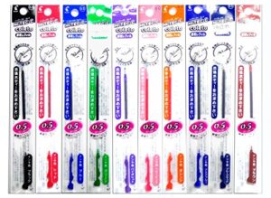 pilot hi-tec-c coleto gel ink pen refill 0.5mm, 10 color set of black, red, blue, green, violet, pink, orange, clear blue, blue black, brown (japan import)
