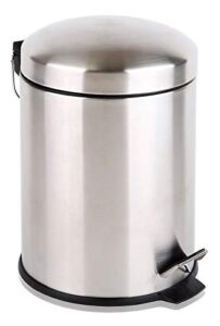 bino stainless steel 1.3 gallon / 5 liter round step trash can, brushed steel