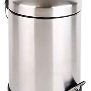 BINO Stainless Steel 1.3 Gallon / 5 Liter Round Step Trash Can, Brushed Steel