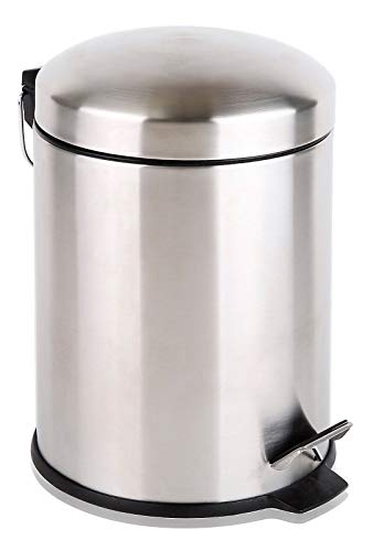 BINO Stainless Steel 1.3 Gallon / 5 Liter Round Step Trash Can, Brushed Steel