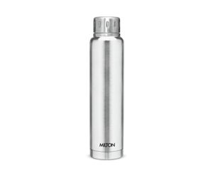 milton thermosteel elfin 750, vacuum insulated flask, 750 ml | 25 oz | 24 hours hot & cold water bottle 18/8 stainless steel, durable body, bpa free, leak-proof simple screw lid | silver