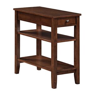 convenience concepts american heritage 3-tier end table with drawer, espresso