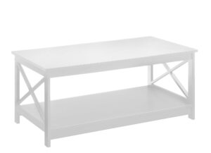 convenience concepts oxford coffee table with shelf, white