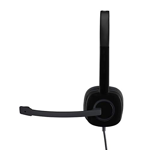 Logitech 3.5 mm Analog Stereo Headset H151 with Boom Microphone - Black, 7.9"x5.7"x2.4"