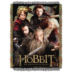 northwest warner brothers the hobbit, fighting company woven tapestry throw blanket, 48" x 60", multi color