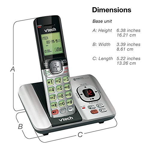 VTech CS6529-2 DECT 6.0 Phone Answering System with Caller ID/Call Waiting, 2 Cordless Handsets, Silver/Black