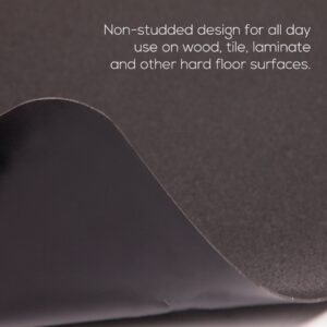 Deflecto EconoMat Black Chair Mat, Non-Studded for Hard Floors, Straight Edge, 45" x 53"