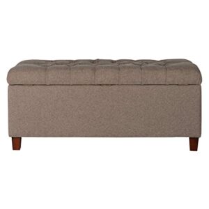 Homepop Home Decor | Tufted Ainsley Button Storage Ottoman Bench with Hinged Lid | Ottoman Bench with Storage for Living Room & Bedroom, Brown