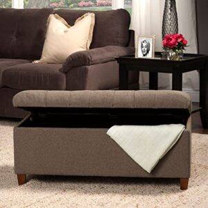 Homepop Home Decor | Tufted Ainsley Button Storage Ottoman Bench with Hinged Lid | Ottoman Bench with Storage for Living Room & Bedroom, Brown