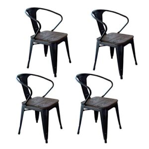 Buffalo Tools DCHAIRBWT Dining Chair Wood Seat - 4Pc, Black