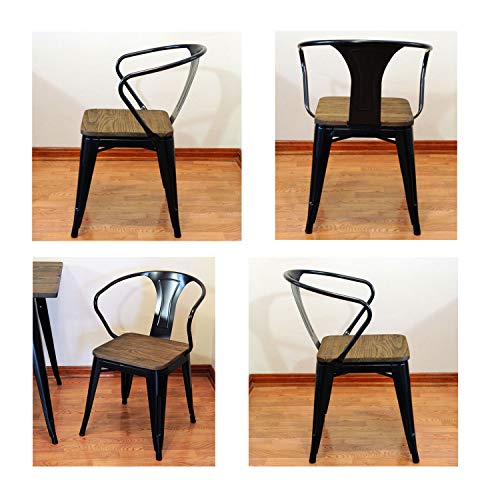 Buffalo Tools DCHAIRBWT Dining Chair Wood Seat - 4Pc, Black