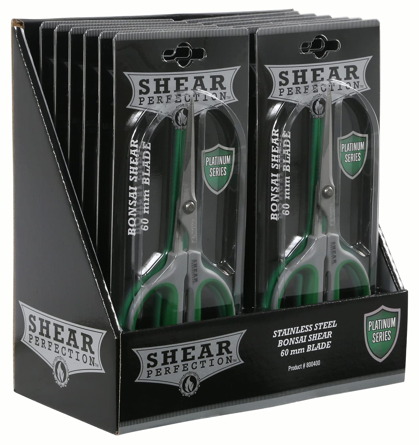Shear Perfection Platinum Series Stainless Steel Bonsai Scissors, 2.4"/60-mm, Green (800400)