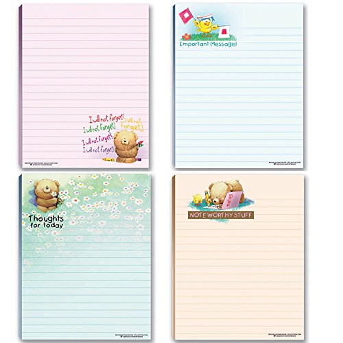 Cute Notepads - 4 Assorted Pads - Sweet, Feel Good Notepads - Great Gift Idea, 50 Sheets Each