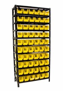 erie tools® tlpb60 60 parts bin shelving organize with plastic bins for garage, shop, and home storage