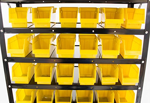 Erie Tools® TLPB60 60 Parts Bin Shelving Organize with Plastic Bins for Garage, Shop, and Home Storage