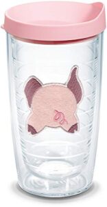 tervis front & back pig made in usa double walled insulated tumbler travel cup keeps drinks cold & hot, 16oz, clear