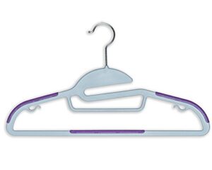 briausa dry wet clothes hangers amphibious purple with non-slip shoulder design, steel swivel hooks – set of 10