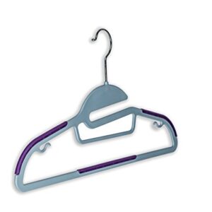 BriaUSA Dry Wet Clothes Hangers Amphibious Purple with Non-Slip Shoulder Design, Steel Swivel Hooks – Set of 10