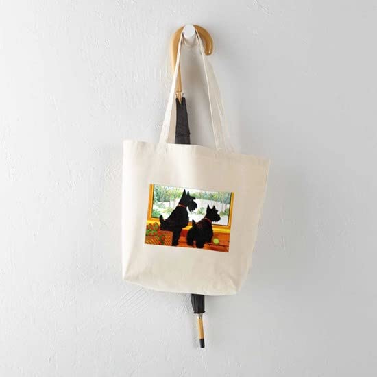 CafePress A Scotty Dog Christmas Tote Bag Natural Canvas Tote Bag, Reusable Shopping Bag