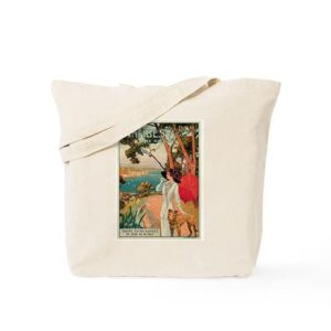 cafepress vintage 1910 antibes italy travel tote bag natural canvas tote bag, reusable shopping bag