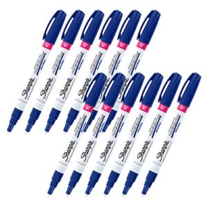 sharpie oil-based paint marker, fine point, blue ink, pack of 12