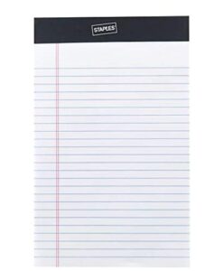 staples perforated notepad, narrow ruled, white, 5" x 8", 12/pack