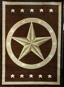 americana texas star area rug lone star dark brown design 5457 (5 feet 2 inch x 7 feet 3 inch)