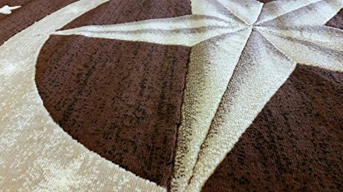Americana Texas Star Area Rug Lone Star Dark Brown Design 5457 (5 Feet 2 Inch X 7 Feet 3 Inch)