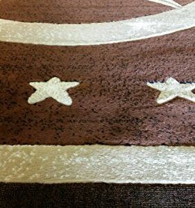 Americana Texas Star Area Rug Lone Star Dark Brown Design 5457 (5 Feet 2 Inch X 7 Feet 3 Inch)