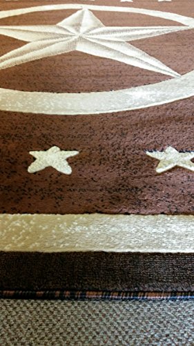 Americana Texas Star Area Rug Lone Star Dark Brown Design 5457 (5 Feet 2 Inch X 7 Feet 3 Inch)