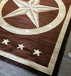 Americana Texas Star Area Rug Lone Star Dark Brown Design 5457 (5 Feet 2 Inch X 7 Feet 3 Inch)