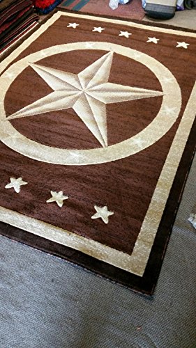 Americana Texas Star Area Rug Lone Star Dark Brown Design 5457 (5 Feet 2 Inch X 7 Feet 3 Inch)