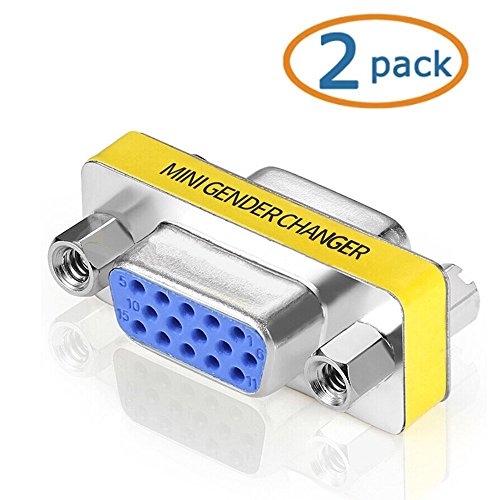 WOVTE SVGA Connector, DB HD New 15 VGA SVGA KVM Female to Female Gender Changer Adapter Coupler Pack of 2