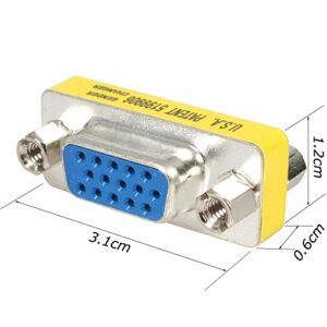 WOVTE SVGA Connector, DB HD New 15 VGA SVGA KVM Female to Female Gender Changer Adapter Coupler Pack of 2