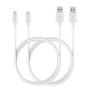 mageek micro usb cable 6ft, [2-pack, 6 feet] extra long usb 2.0 to micro b fast charge cord and high speed data sync cable for samsung s7 s6, htc, sony, motorola, lg, google, nokia and more (white)