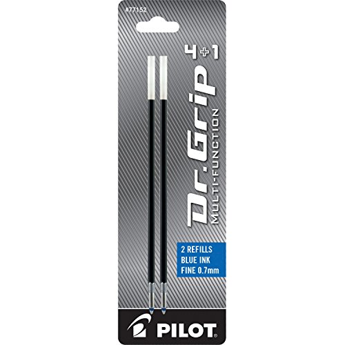 PILOT Dr. Grip 4+1 Multi-Function Ballpoint Ink Refills, Fine Point, Blue Ink, 2-Pack (77152)