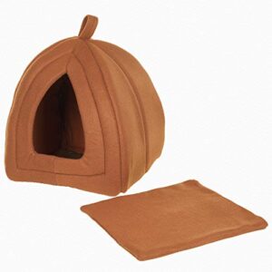 Pyramid - Cat Houses for Indoor Cats with Removable Foam Cat Bed for Kittens or Small Dogs by PETMAKER (Brown) 12 Inch