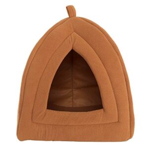 Pyramid - Cat Houses for Indoor Cats with Removable Foam Cat Bed for Kittens or Small Dogs by PETMAKER (Brown) 12 Inch