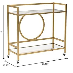 Sauder International Lux Bar Cart, Satin Gold Finish