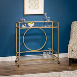 Sauder International Lux Bar Cart, Satin Gold Finish