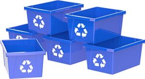 storex 4 gallon (15-litre) recycle bin, 16.75 x 11.87 x 8.25-inch, blue, case of 6 (stx61505u06c)